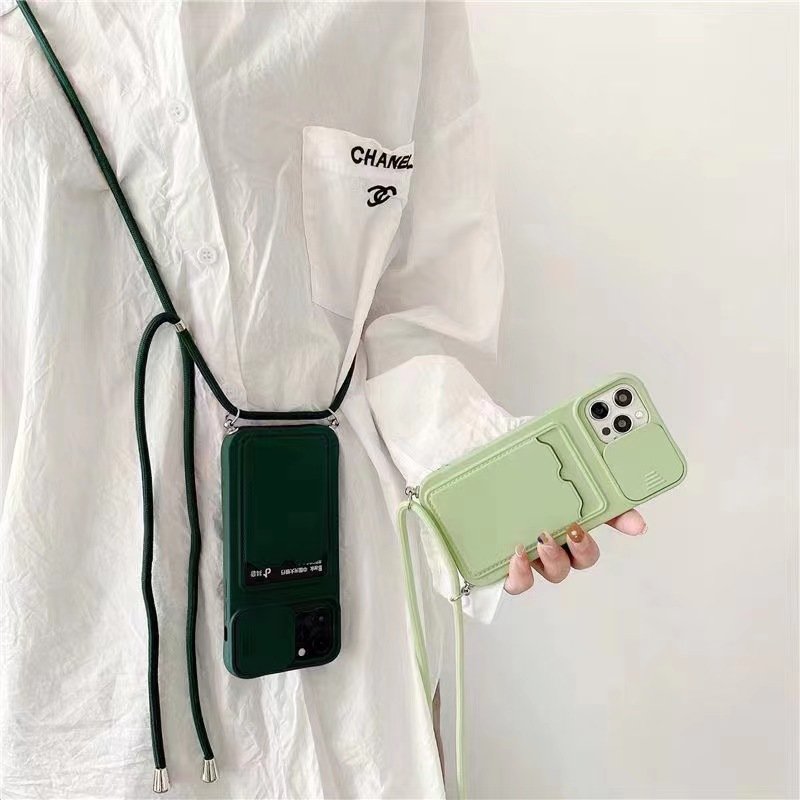 Yapears New Design Crossbody Lanyard Card Push Window TPU Phone Case For Iphone 15 Pro Max Plus With Neck Strap