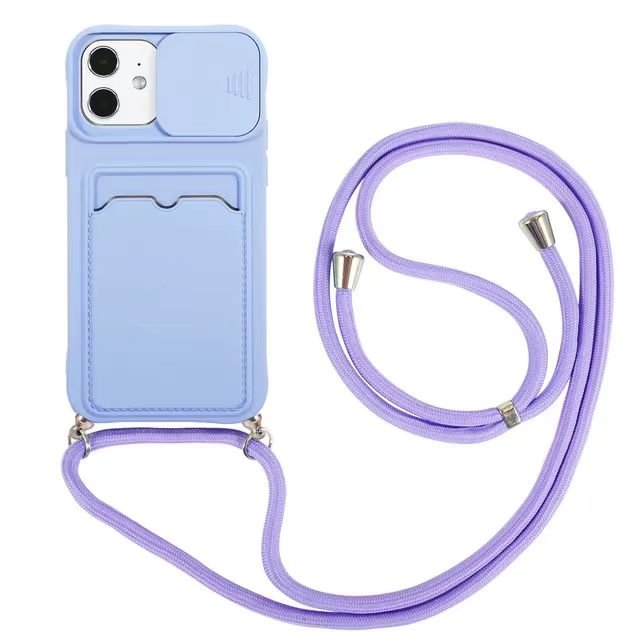 Yapears New Design Crossbody Lanyard Card Push Window TPU Phone Case For Iphone 15 Pro Max Plus With Neck Strap