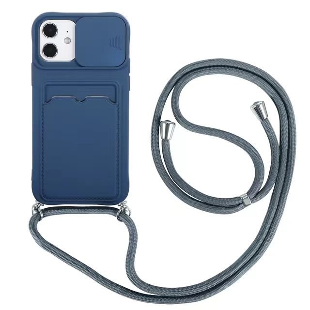 Yapears New Design Crossbody Lanyard Card Push Window TPU Phone Case For Iphone 15 Pro Max Plus With Neck Strap