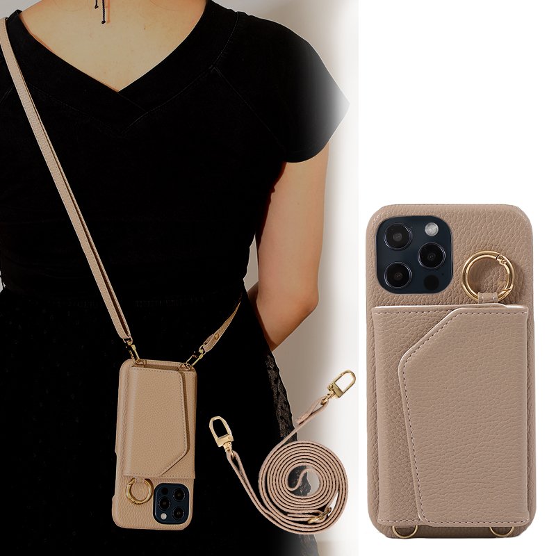 Crossbody Leather Wallet Purse Mirror Multi-function Shoulder Straps Hand Holder Mobile Phone Bags & Cases For Iphone15 Pro Max