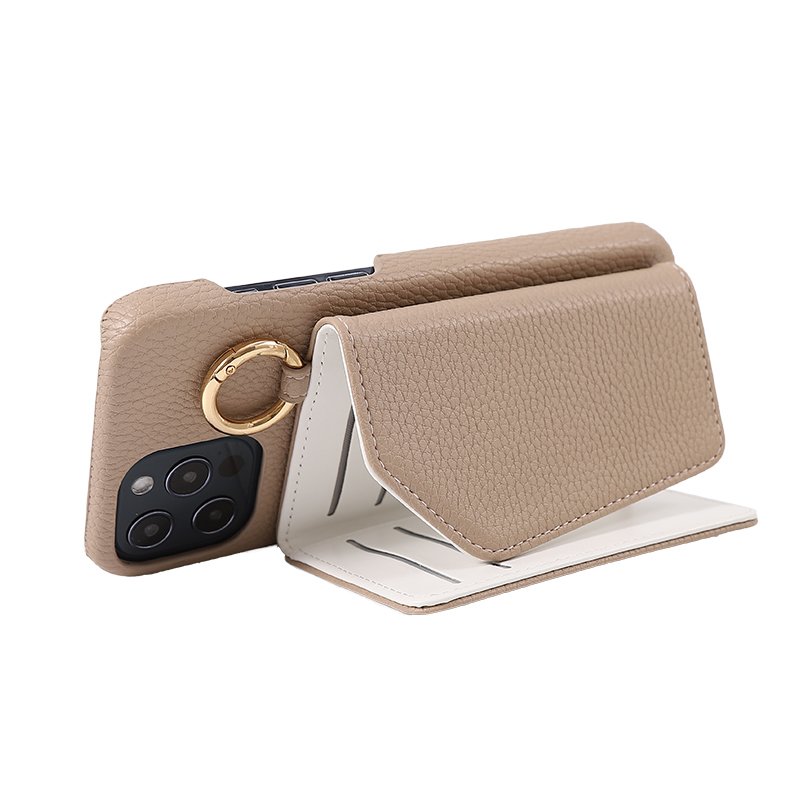 Crossbody Leather Wallet Purse Mirror Multi-function Shoulder Straps Hand Holder Mobile Phone Bags & Cases For Iphone15 Pro Max