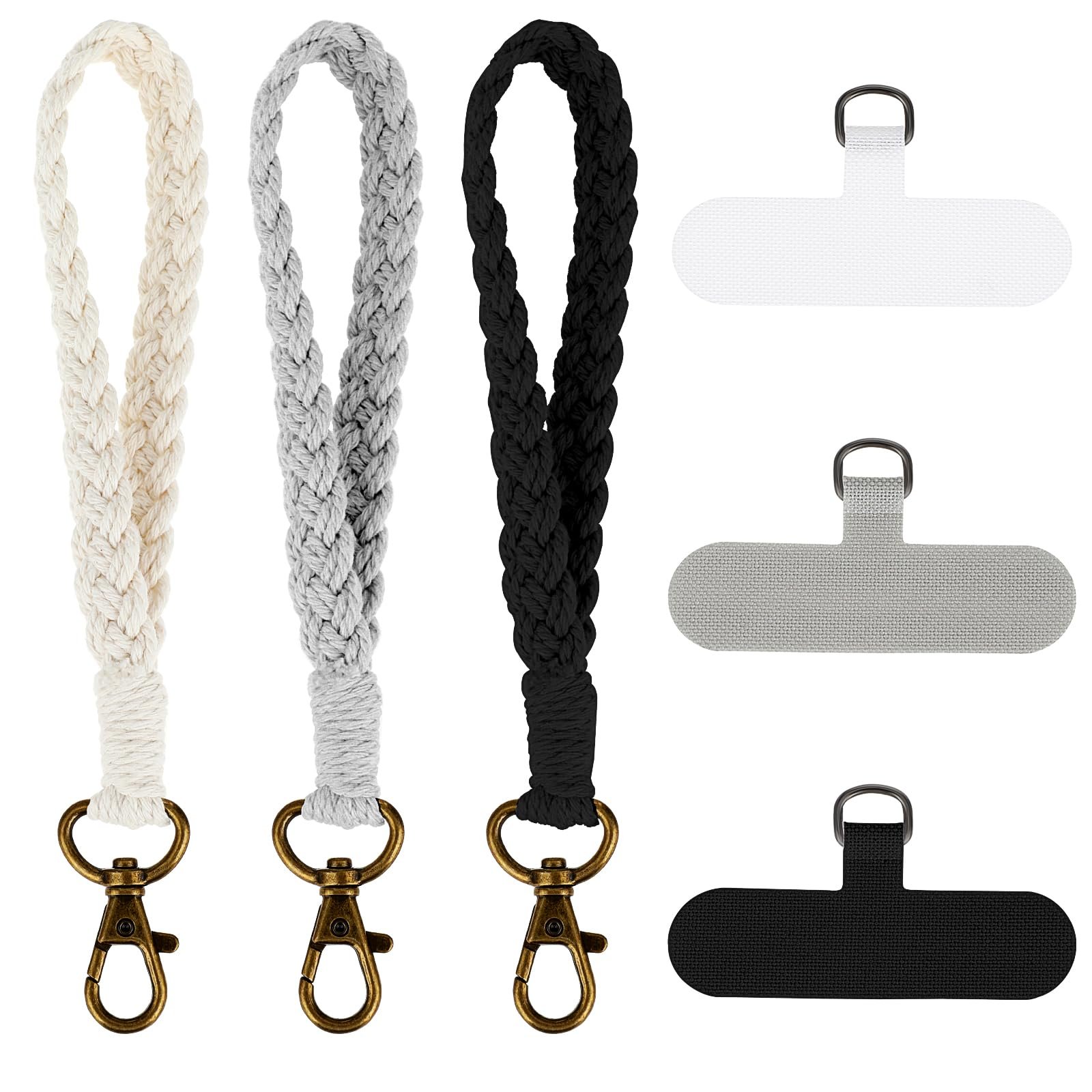 Boho Macrame Smartphone Chain Charm Wristlet Bracelet Keychain Strap Women Girls' Cell Phone Wrist Strap Lanyard Tether Tab