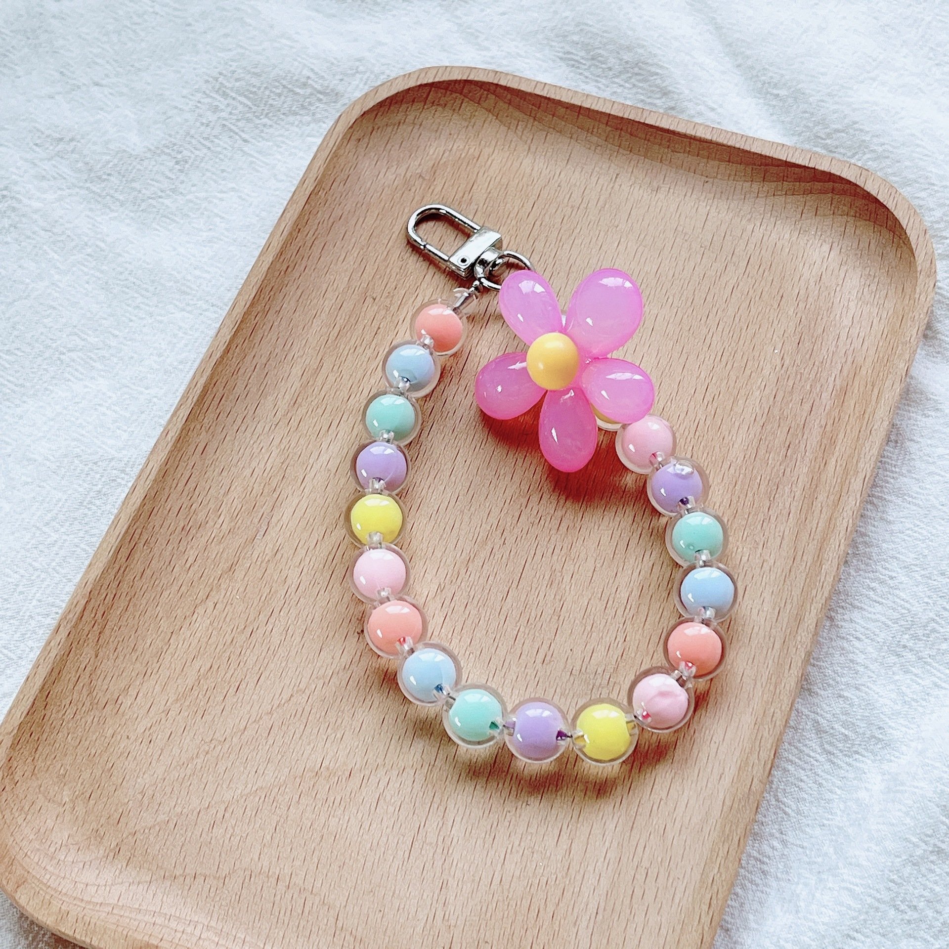 Hot Sale Custom Beaded Cute Flower Phone Strap Phone Chain Strap Strap Lanyard Crystal Beads Mobile Phone Chain for Girls gift