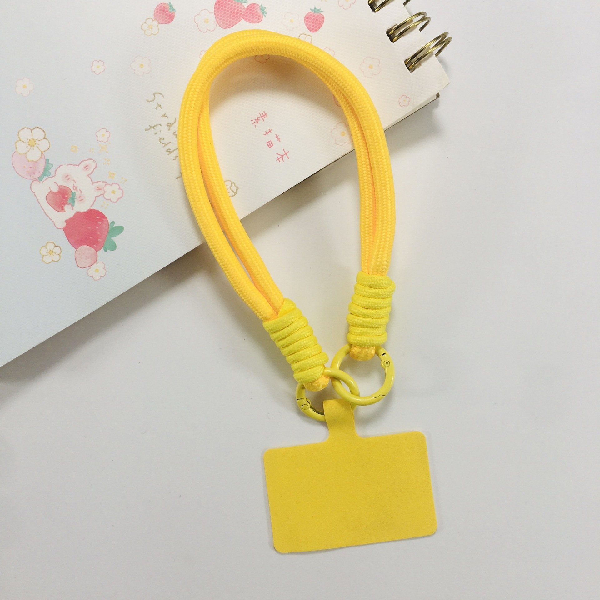 Boho Macrame Keychain Wristlet Phone Charm Chain Handmade Cell Phone Wrist Strap Lanyard with Tether Tab for Most Cell phone