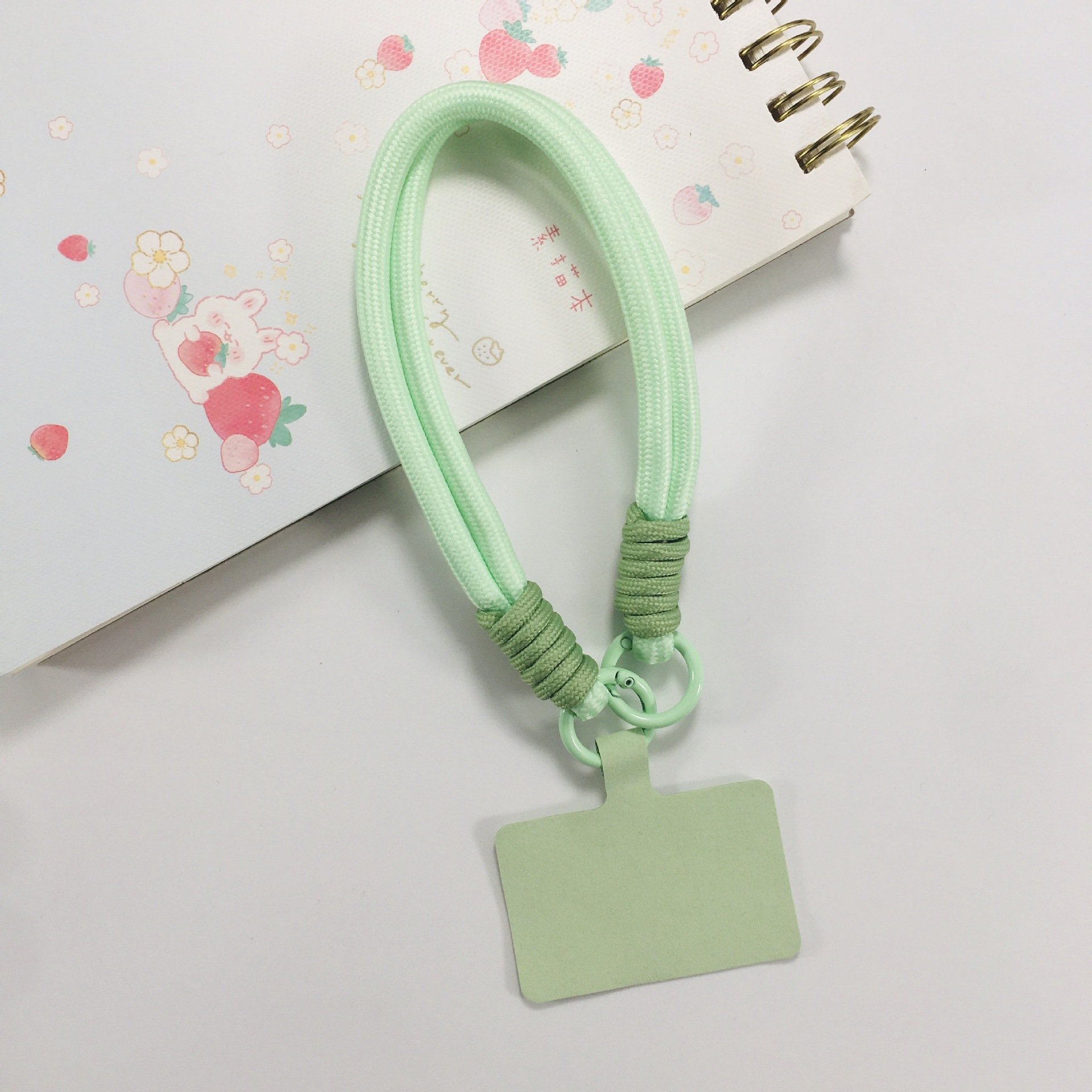 Boho Macrame Keychain Wristlet Phone Charm Chain Handmade Cell Phone Wrist Strap Lanyard with Tether Tab for Most Cell phone