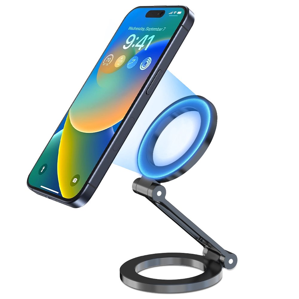 Folding Portable Strong Magnetic Magnet Irontube Ring mobile phone Holder Suitable For Gym Or Tabletop