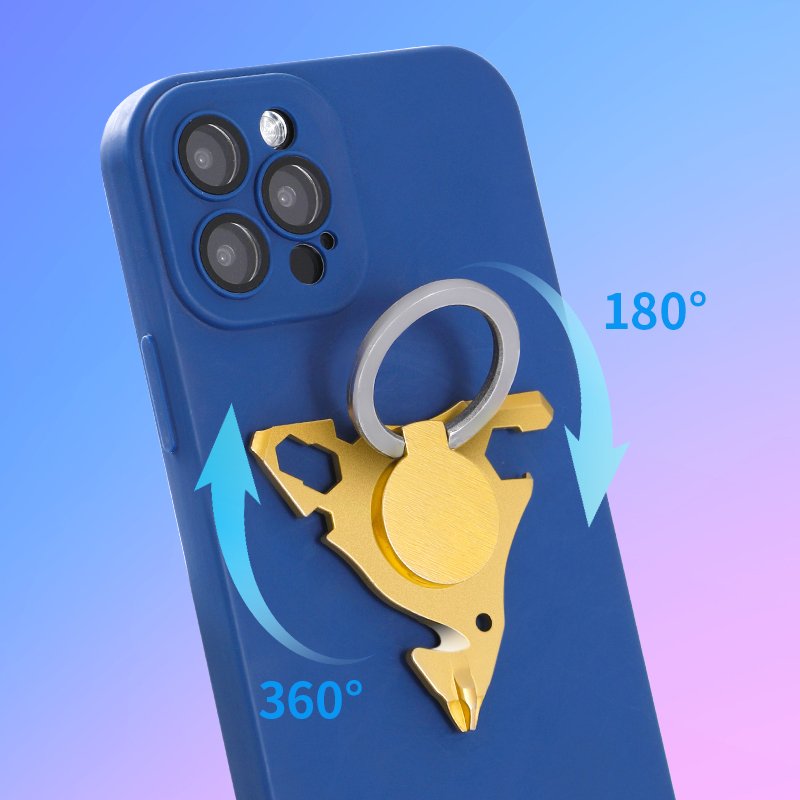 Cell Phone Ring Holder Stand 6-in-1 Multi-tool Portable Wrench Bottle Opener Stand-Up Phone Grip For All Cellphone
