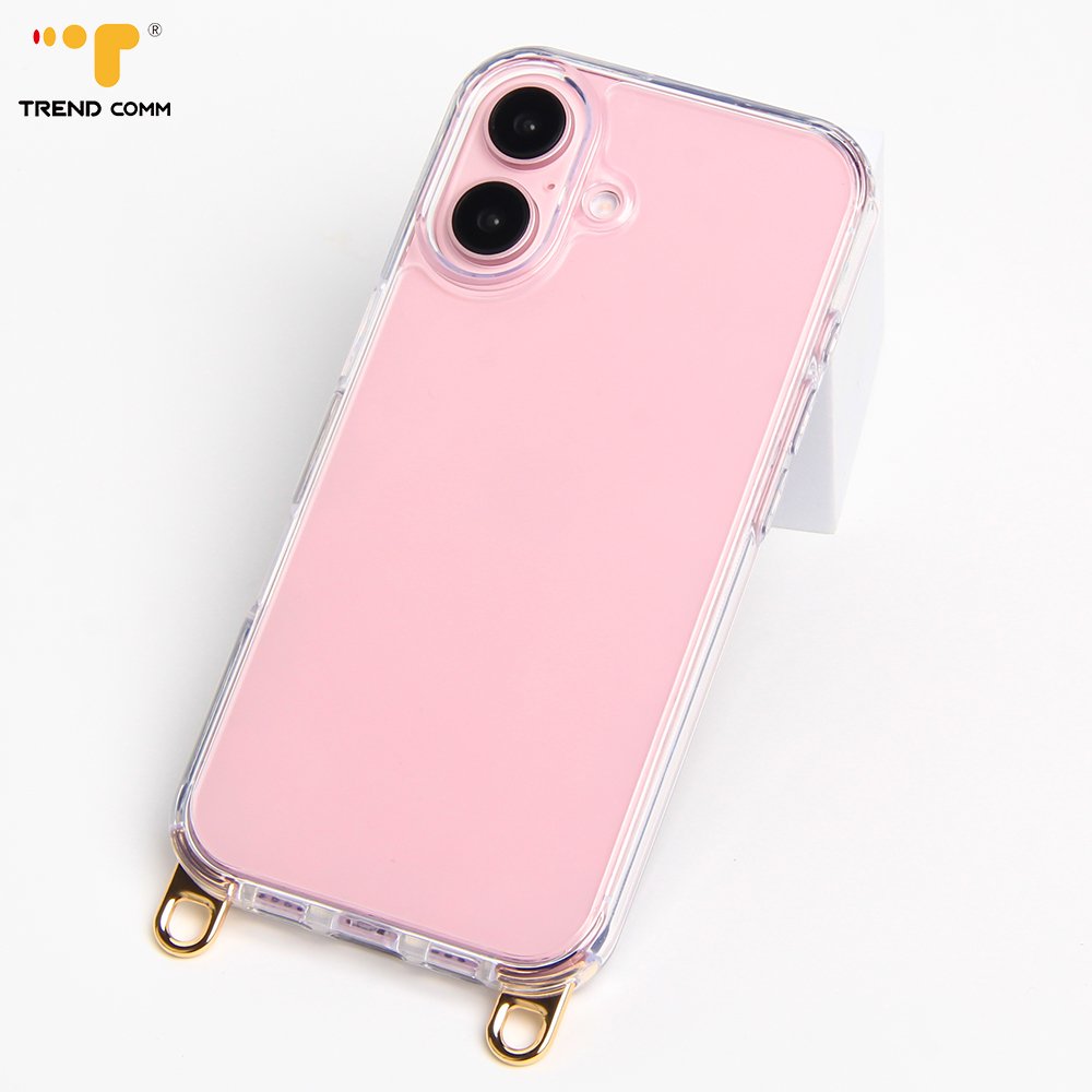 For iPhone 16 Clear Case with Detachable Lanyard Strap Hook PC+TPU 2 in 1 Shockproof Mobile Phone Cover For iPhone 16 Pro Max