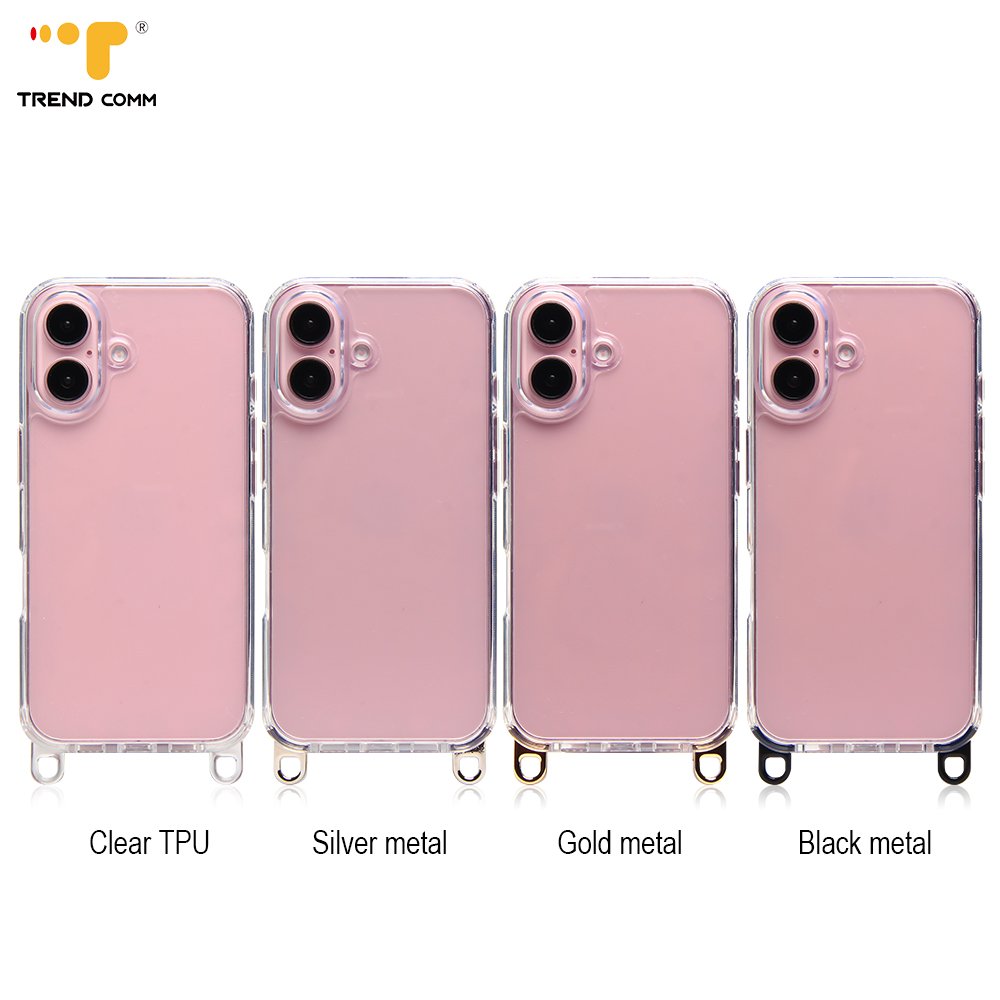 For iPhone 16 Clear Case with Detachable Lanyard Strap Hook PC+TPU 2 in 1 Shockproof Mobile Phone Cover For iPhone 16 Pro Max