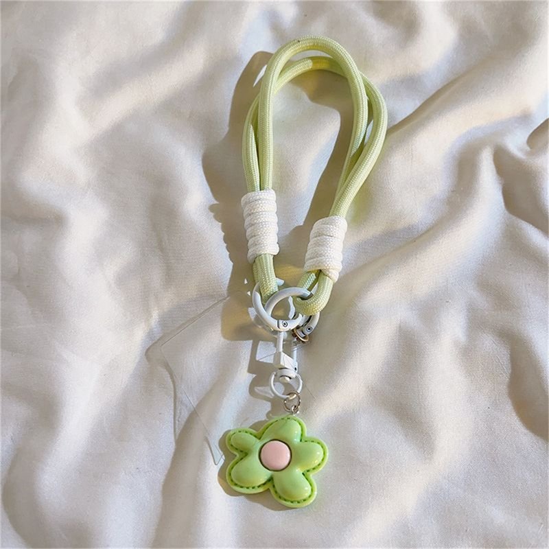 Cute Leather Flower Strap For Phone Lanyard Strap Hanging Chain Ring Cord With Patch Wrist Strap Phone Holder Detachable Rope
