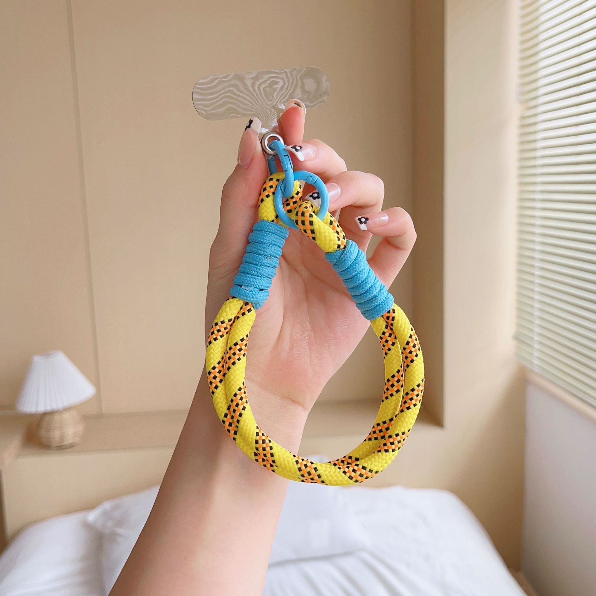 Anti Loss Universal Short Wrist Strap with Patch Label Nylon Woven Color Bracelet Phone Case Hanging Rope Mobile Phone Lanyard