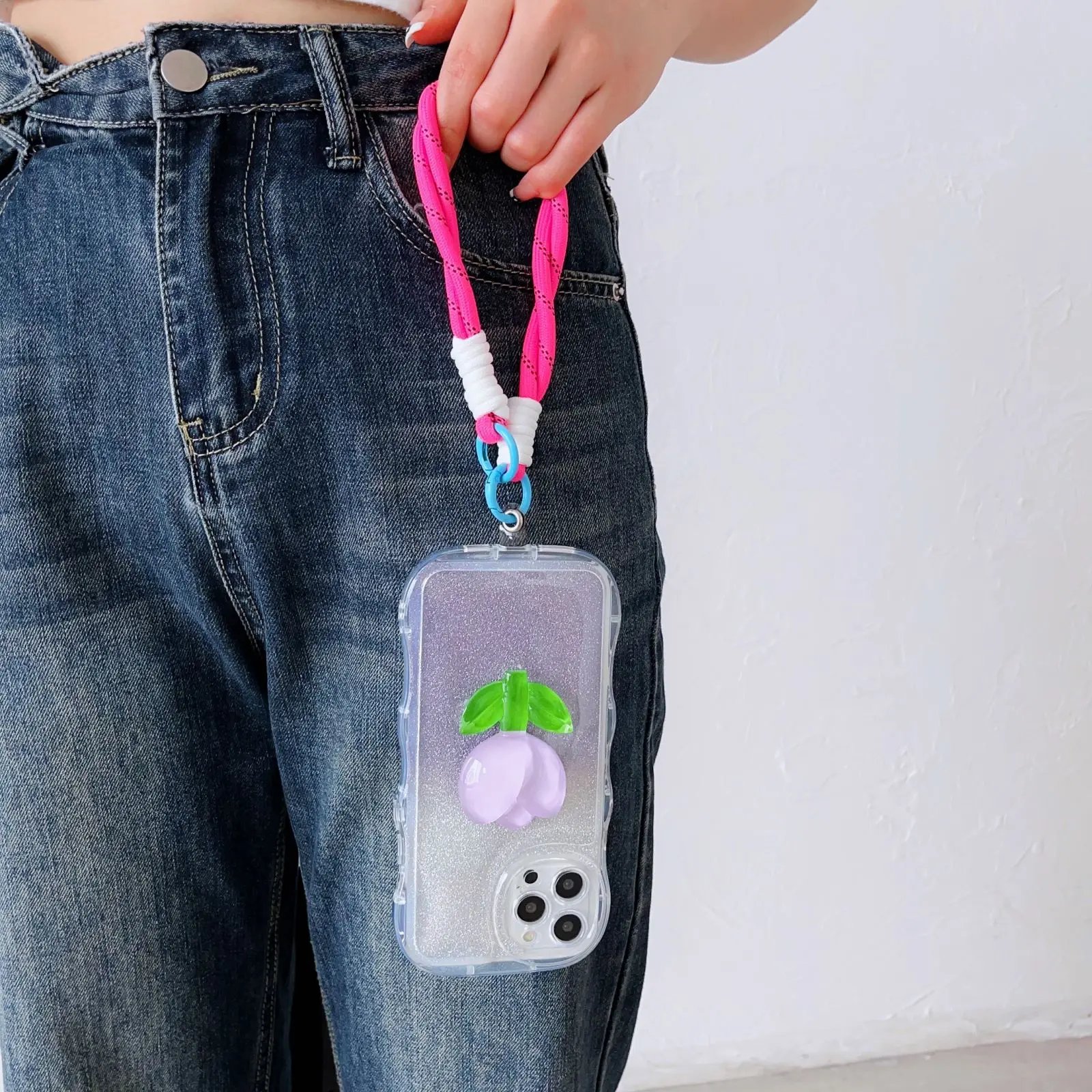 Anti Loss Universal Short Wrist Strap with Patch Label Nylon Woven Color Bracelet Phone Case Hanging Rope Mobile Phone Lanyard