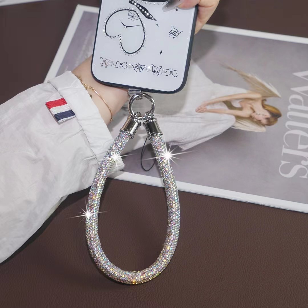 23CM BlingBling Glitter Rhinestone Mobile Phone Lanyard Diamond Crystal Phone Wrist Straps Keychain Hanging Anti-lost Short Rope