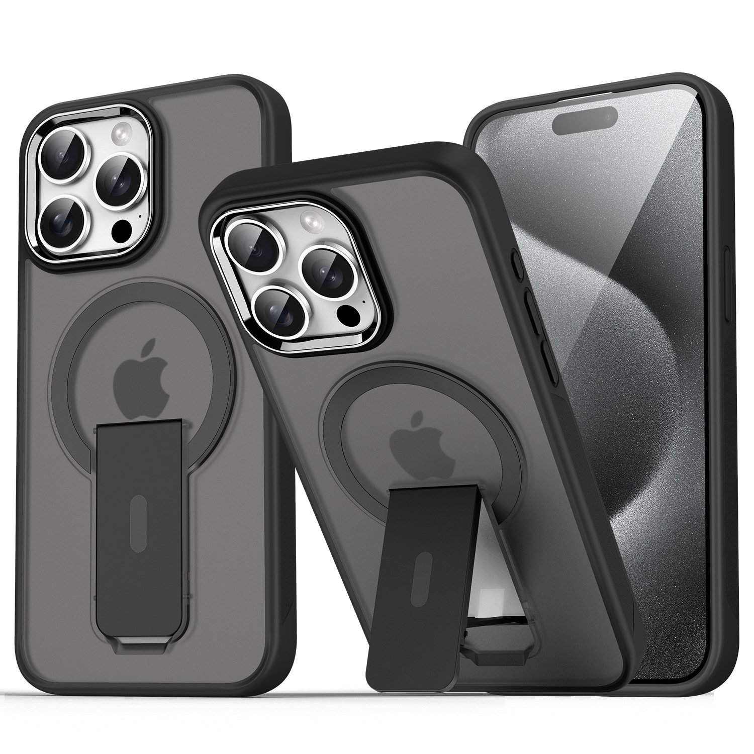 Anti Fall Magnetic Acrylic holder Mobile Phone Case For iPhone 16 15 14 13 12 11 Pro max Frosted stand tpu Shockproof Back Cover