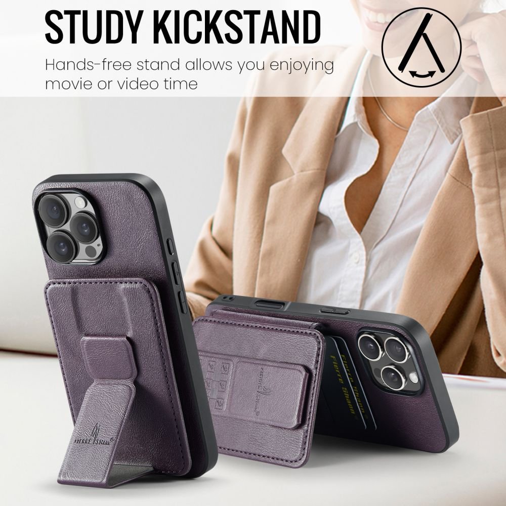 PU Leather Wallet Case Back Card Slot Clasp Kickstand Hand Strap Protective Cover for iPhone 16 plus pro max