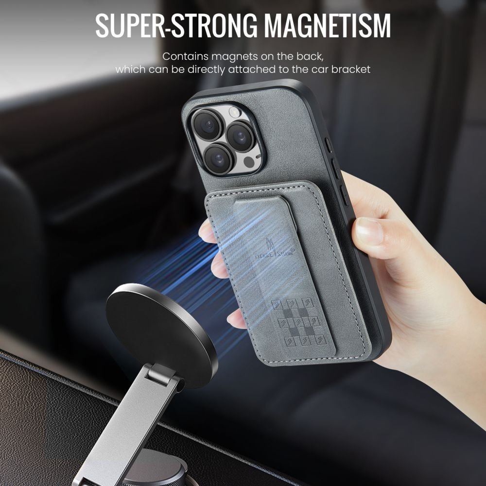 PU Leather Wallet Case Back Card Slot Clasp Kickstand Hand Strap Protective Cover for iPhone 16 plus pro max