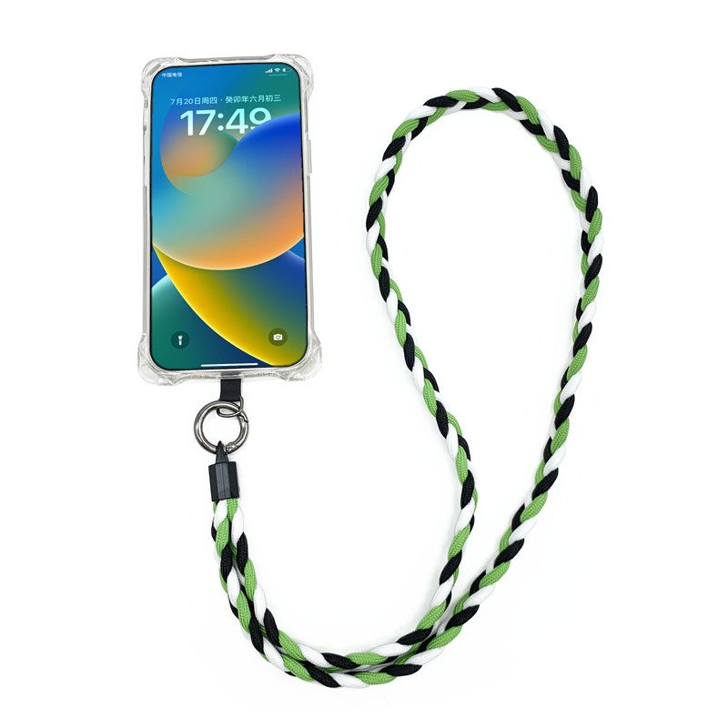 wholesale custom 3-strand cell phone case strap necklace lanyard with nylon patch for mobile phones strap hang around neck