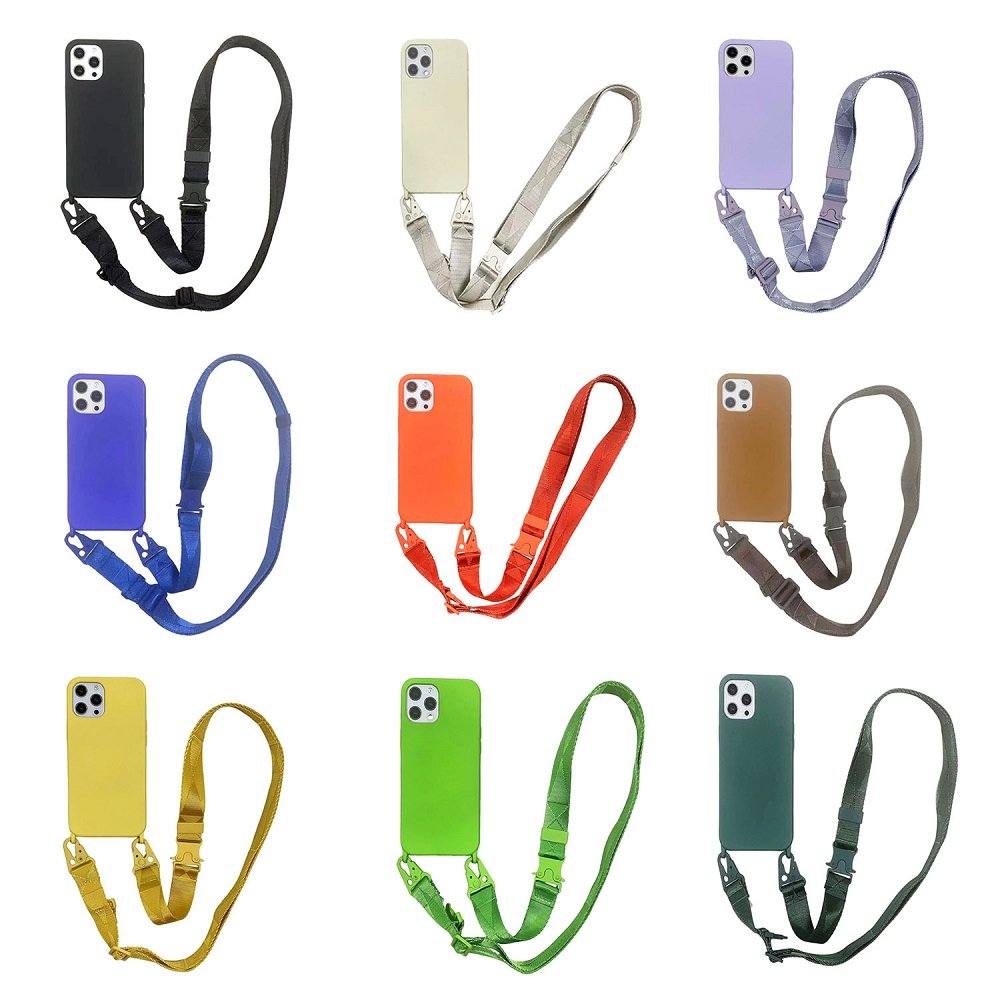 Soft Silicone Crossbody Strap Lanyard Phone Case for iPhone 15 Pro Max 13 12 16 SE Sports Design TPU Material
