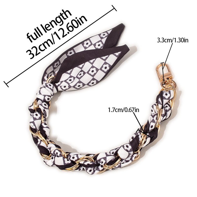 Black phone Lange wrist mobile phone chain network celebrity selling creative woven custom printed silk scarf phone strap