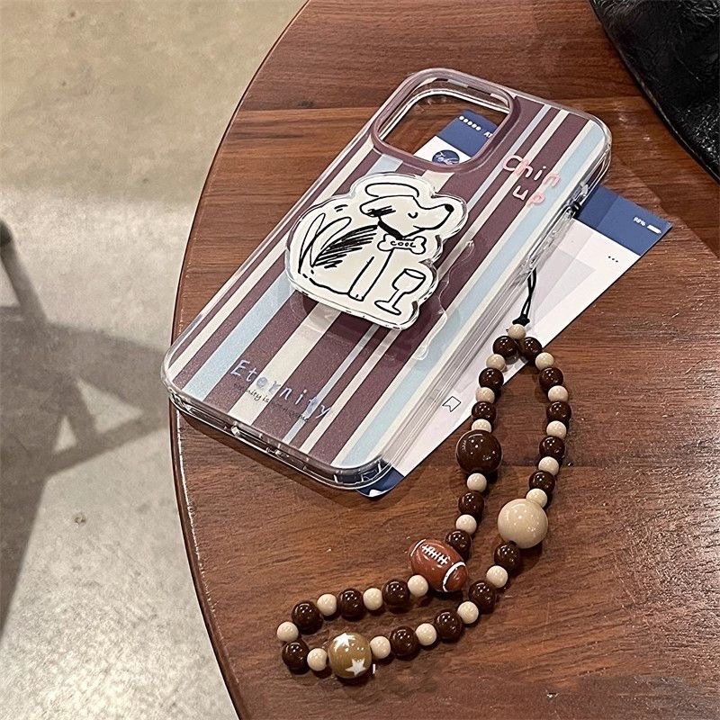 ins Brown football beaded chain for mobile phone chain Polaroid ccd camera lashes for phone strap