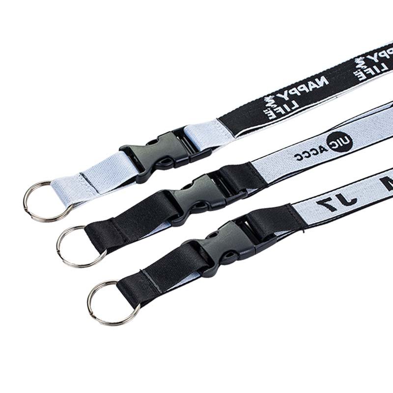 Custom Neck Strap Keychain Lanyards With Removable Snap Woven Polyester Lanyard