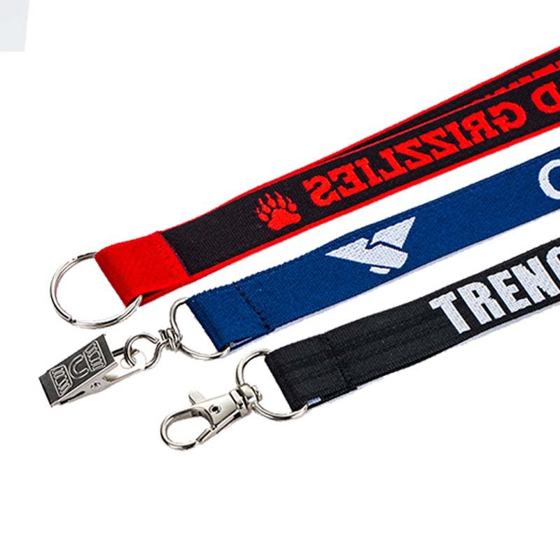 Custom Neck Strap Keychain Lanyards With Removable Snap Woven Polyester Lanyard