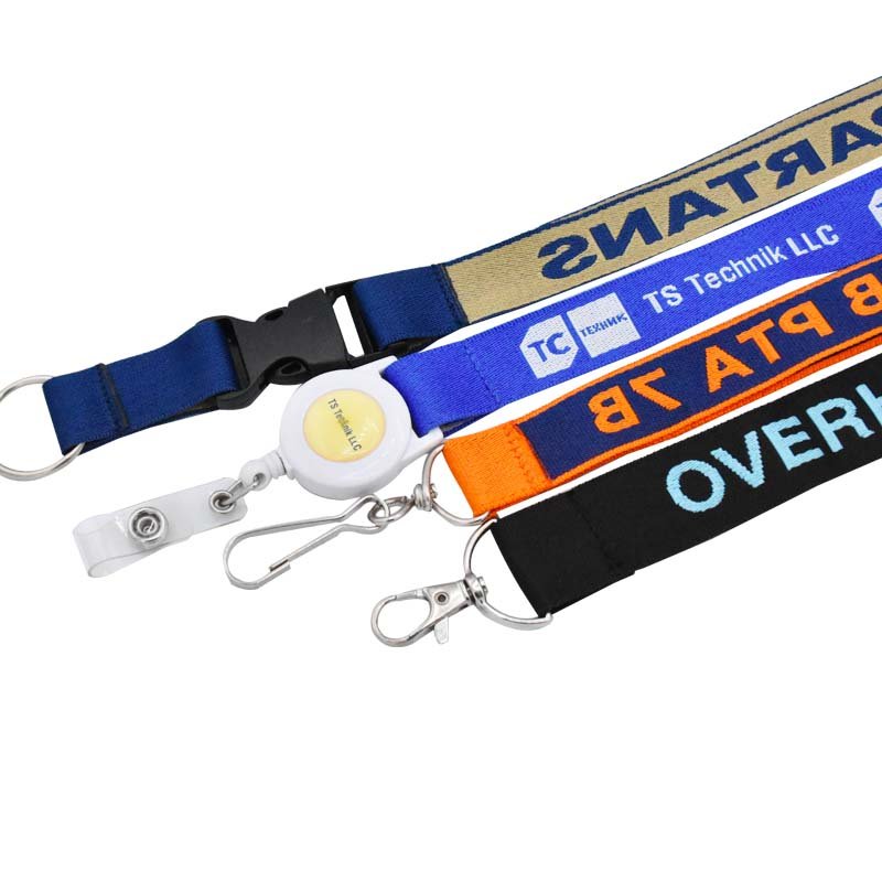 Custom Neck Strap Keychain Lanyards With Removable Snap Woven Polyester Lanyard