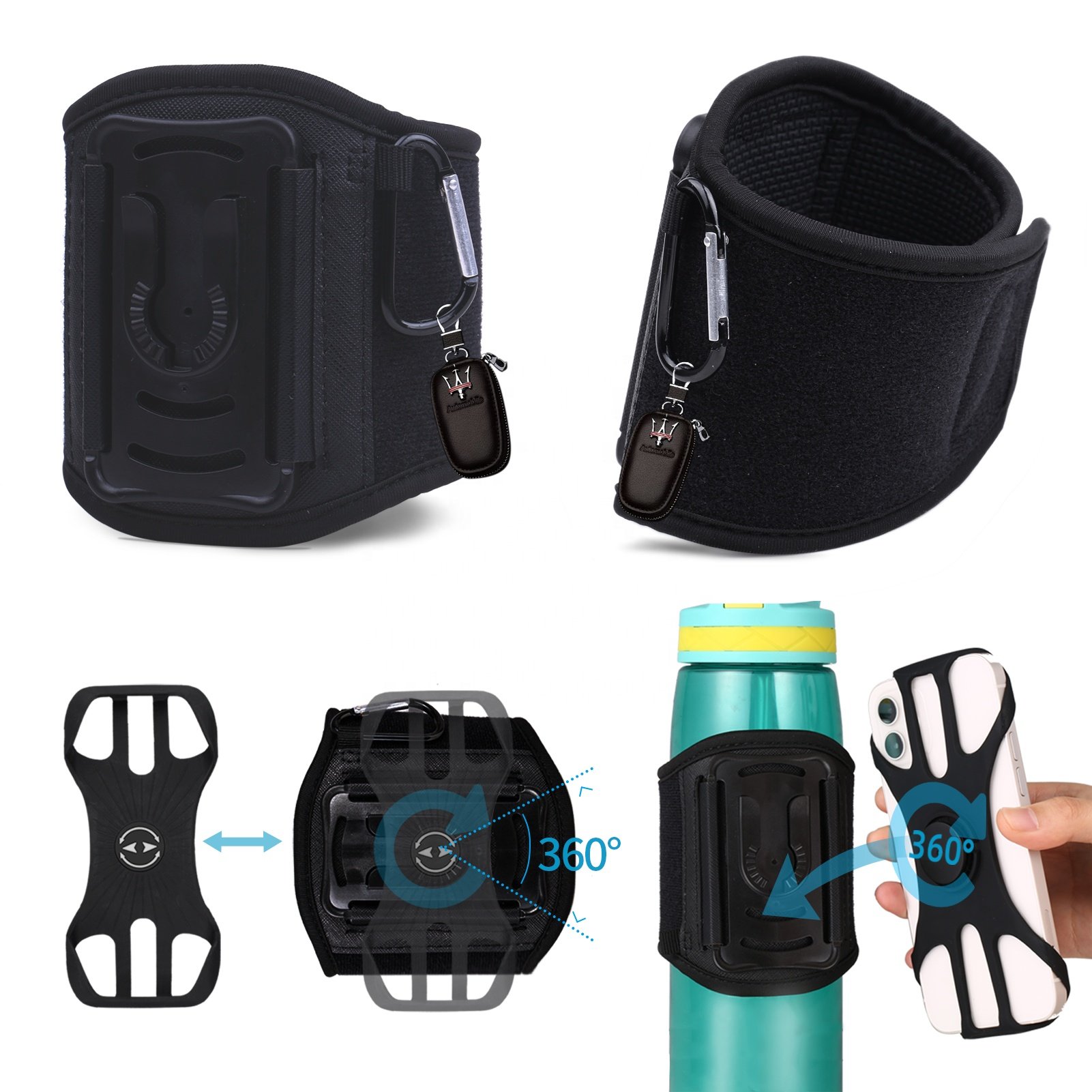 Sports Water Bottle Phone Holder Free Hands Cell Phone Holder Black Armband Sports Accessories Sports Bracelet for Mobile Phones