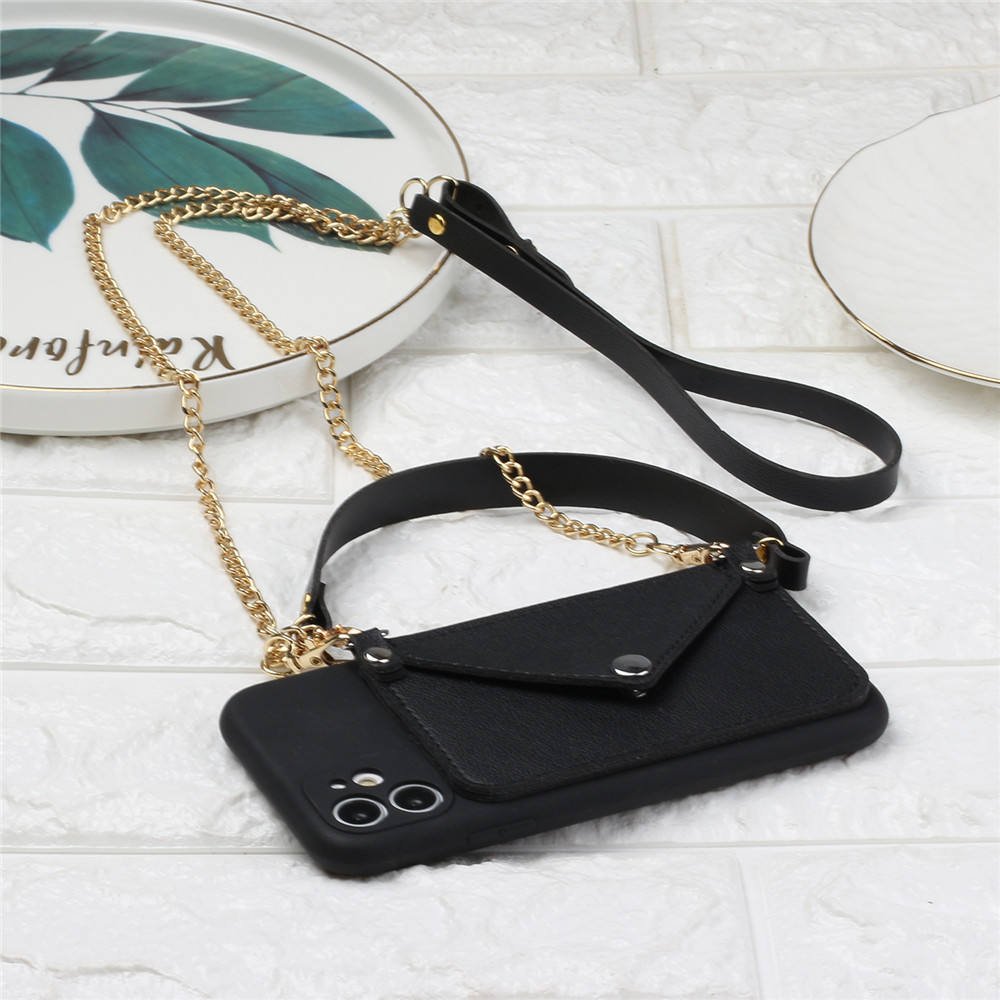 Leather Wallet Bag Luxury TPU Mobile Accessories Back Cover Phone Case For iPhone 15 14 13 12 11 Pro With Hand Strap