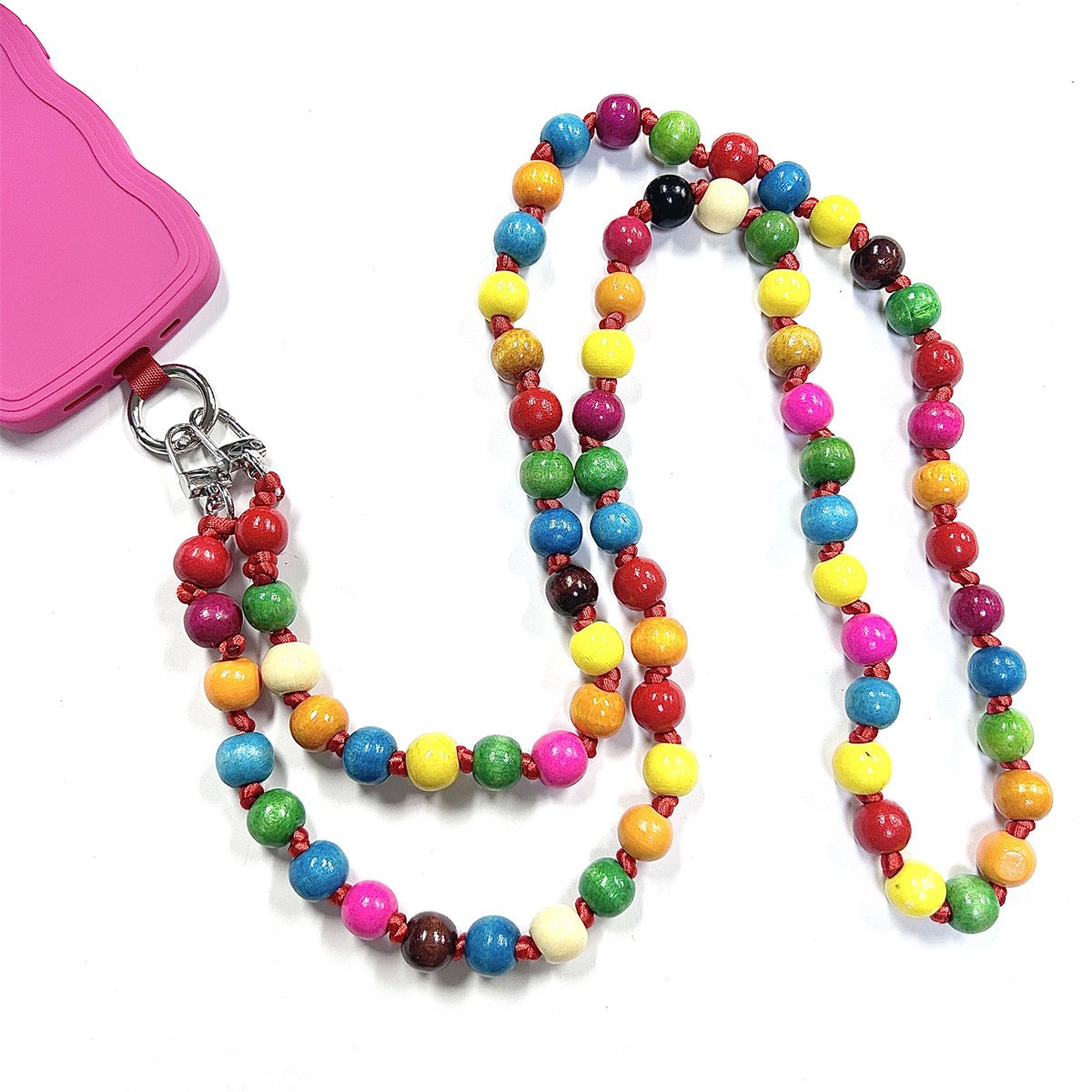 2024 New Beaded Macaron Link Mobile Phone Chain Crossbody Bag Mobile Phone Strap