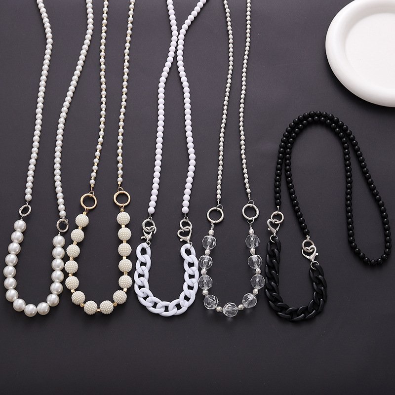 Popular Customized Double Chain Lanyard Cord String Strap Universal Mobile Accessories Hook Cell Phone Charms Beads