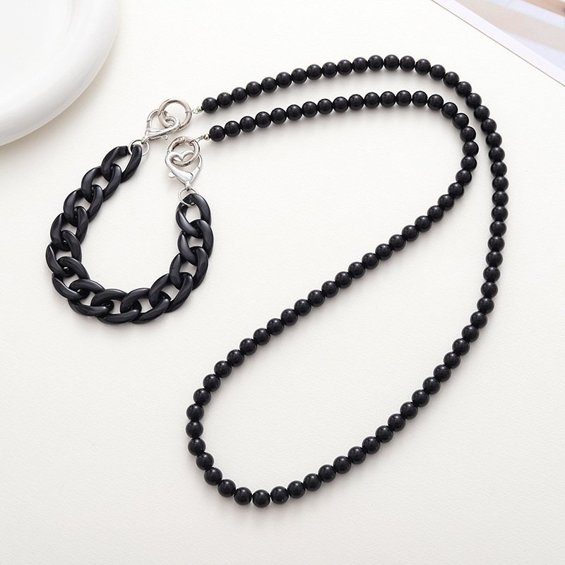 Popular Customized Double Chain Lanyard Cord String Strap Universal Mobile Accessories Hook Cell Phone Charms Beads