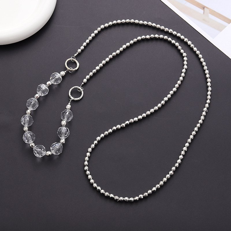 Popular Customized Double Chain Lanyard Cord String Strap Universal Mobile Accessories Hook Cell Phone Charms Beads