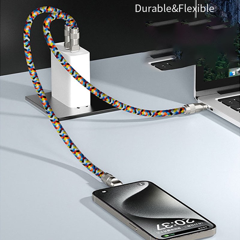 2 In 1 Universal 7mm Chain Lanyard Type C to Type-C PD 1.2M Fast Charger Cable Holder Chest Cell Phone Crossbody Strap