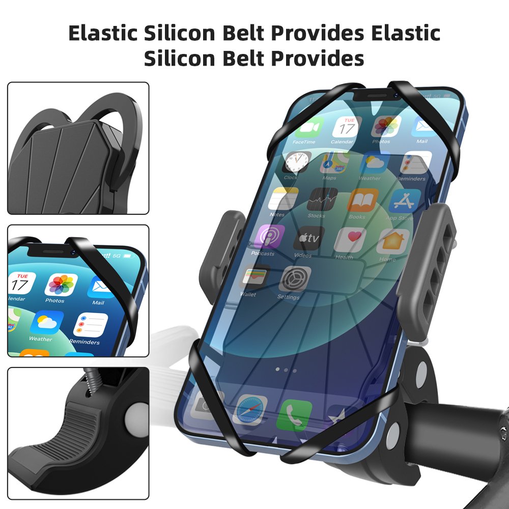 Factory Wholesale 360 Degree Shockproof Motorcycle Phone Holders Bicycle Universal Flexible Bike Mount for 3.5-7" Cell Phone