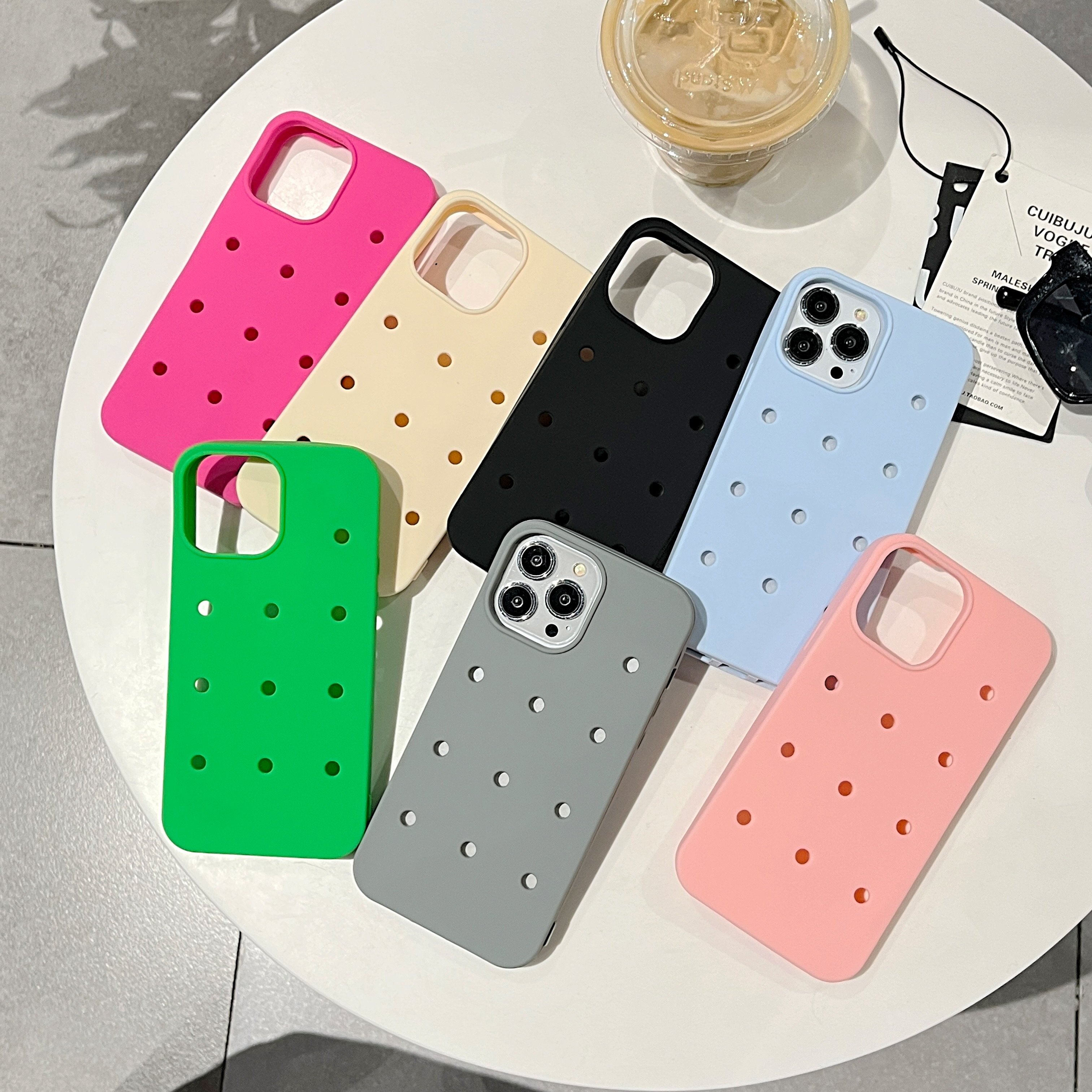Charm Phone Case with Shoe Flower Charm Hole phone case for iPhone13 14 15 pro max
