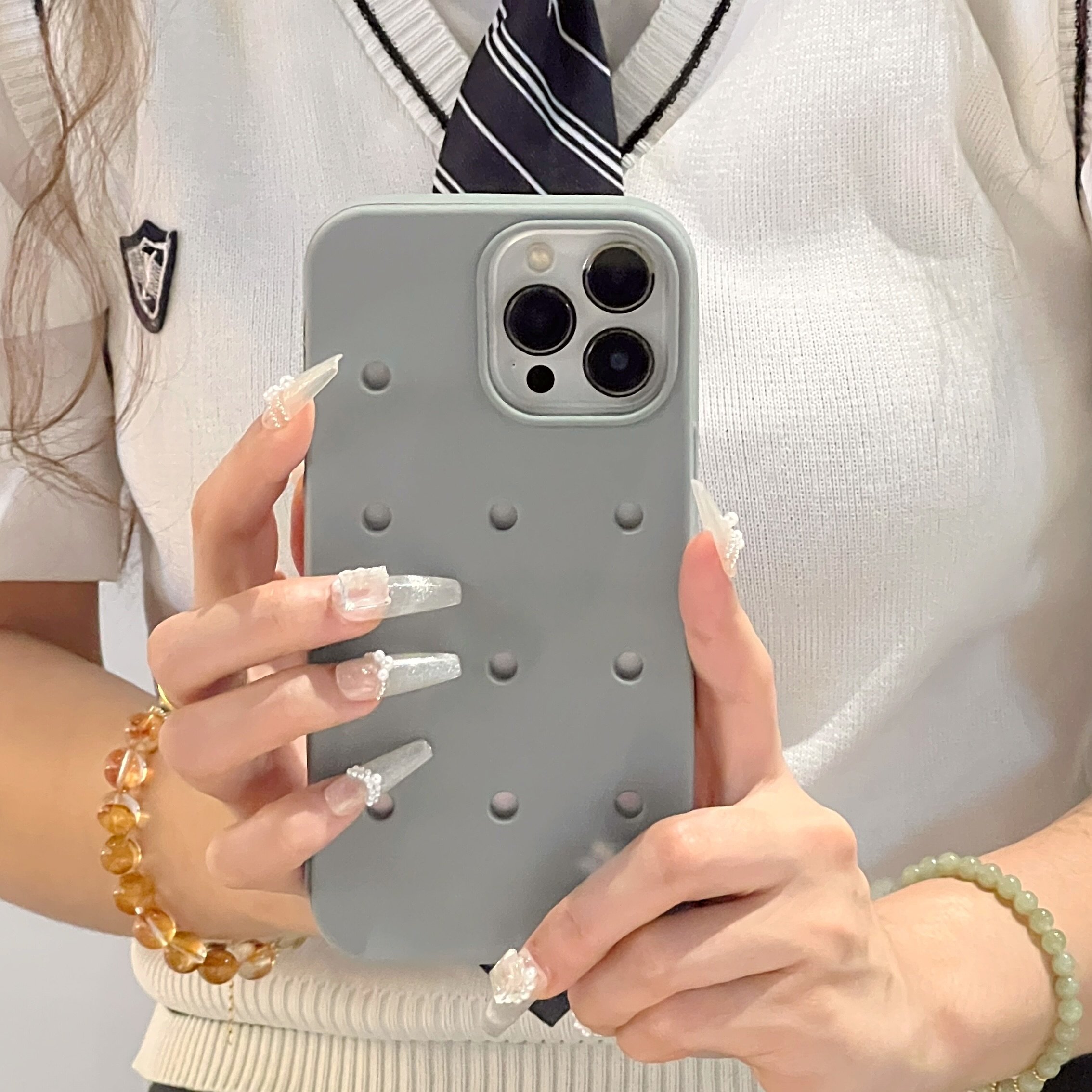 Charm Phone Case with Shoe Flower Charm Hole phone case for iPhone13 14 15 pro max
