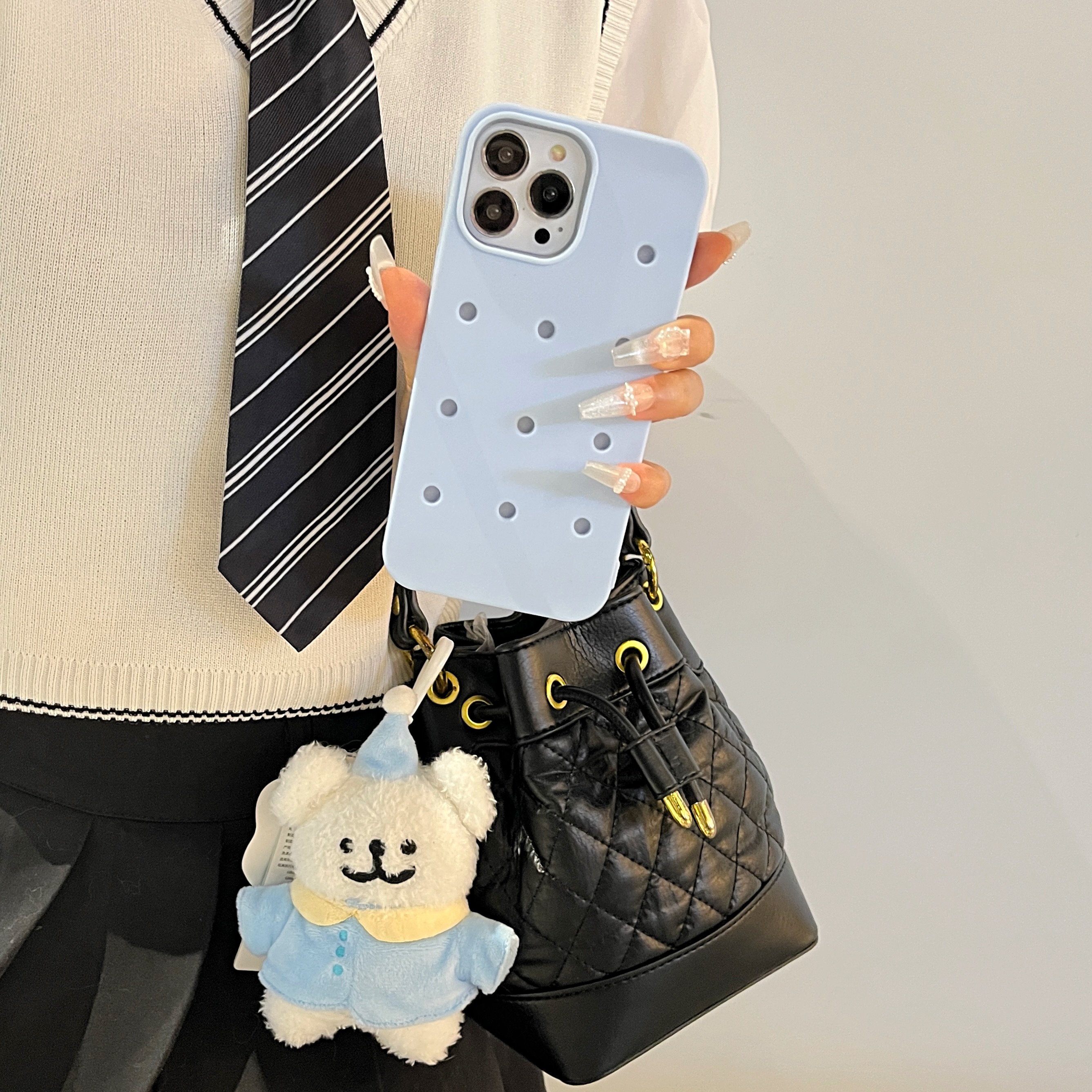 Charm Phone Case with Shoe Flower Charm Hole phone case for iPhone13 14 15 pro max