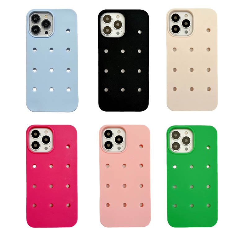 Charm Phone Case with Shoe Flower Charm Hole phone case for iPhone13 14 15 pro max