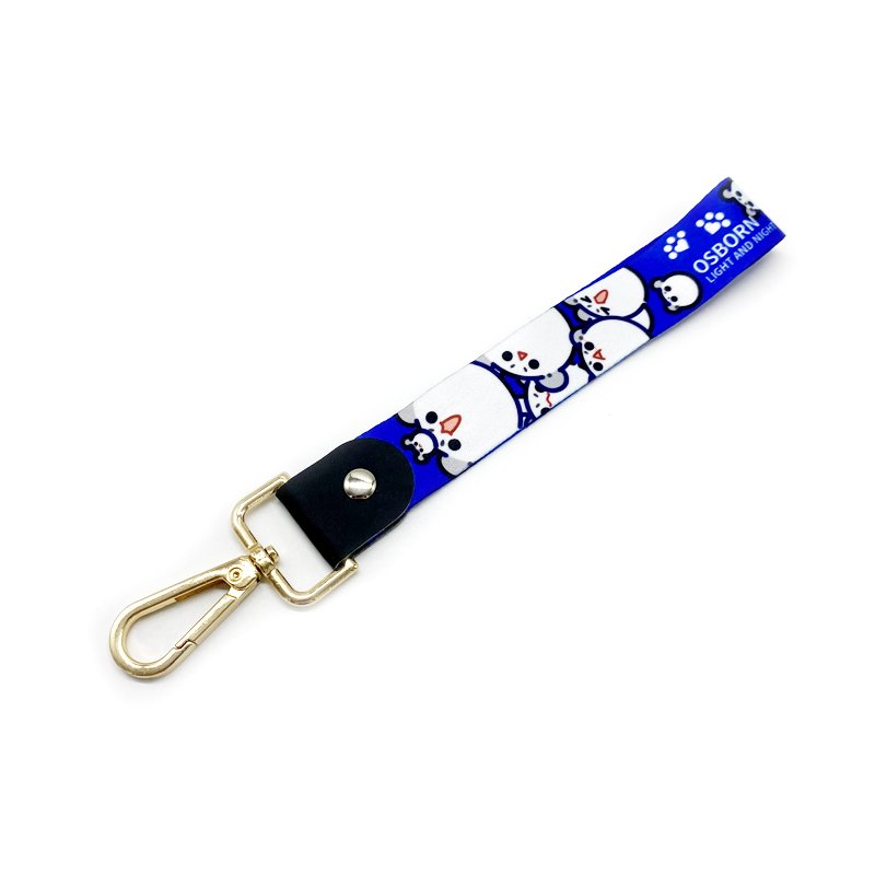 Custom logo printed sublimation strap wrist polyester keychain lanyard short key chain lanyards
