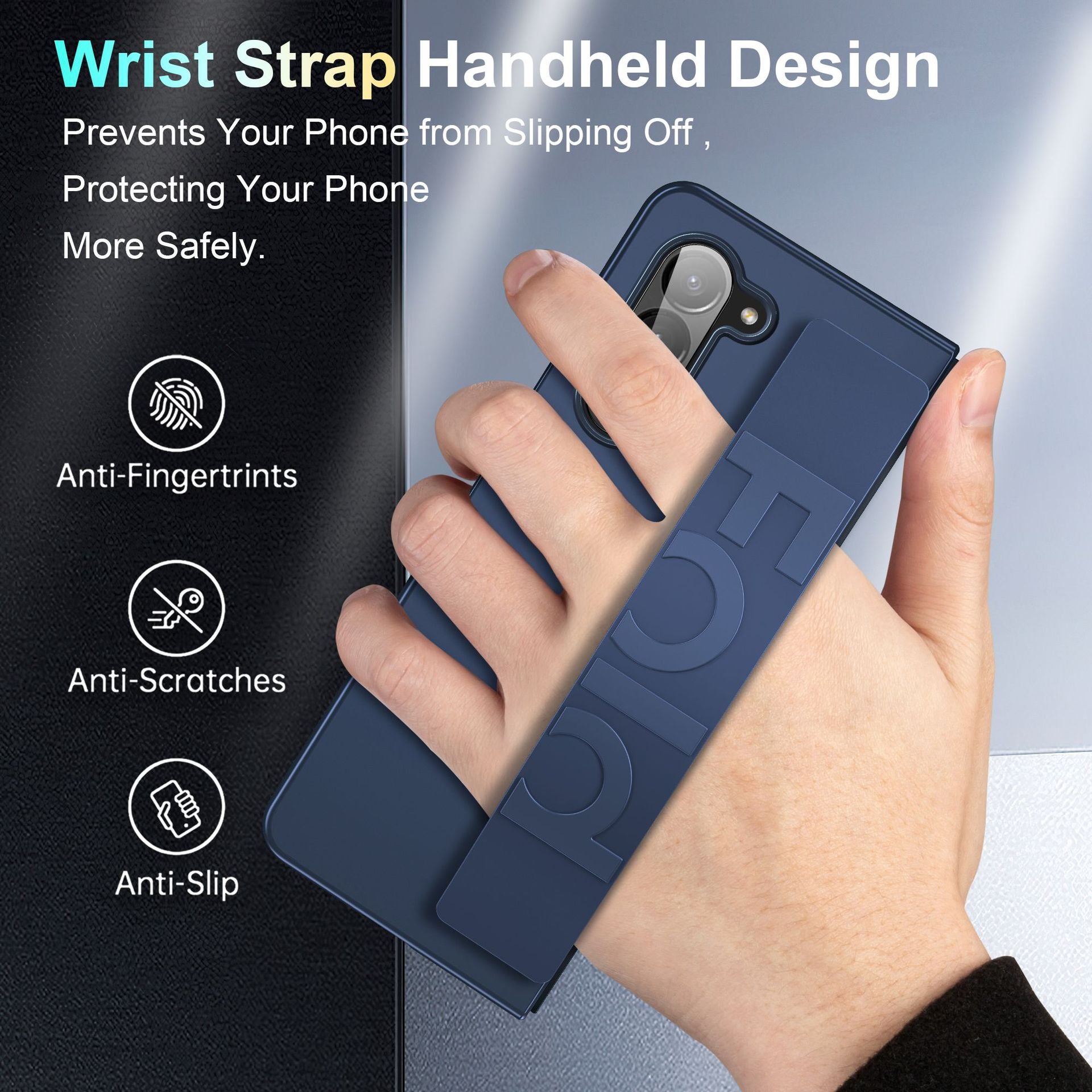 Men Business Style Wallet Skin-friendly Silicone Mobile Protective Cover for Samsung Galaxy Z Fold 6 Phone Case with Wrist Strap