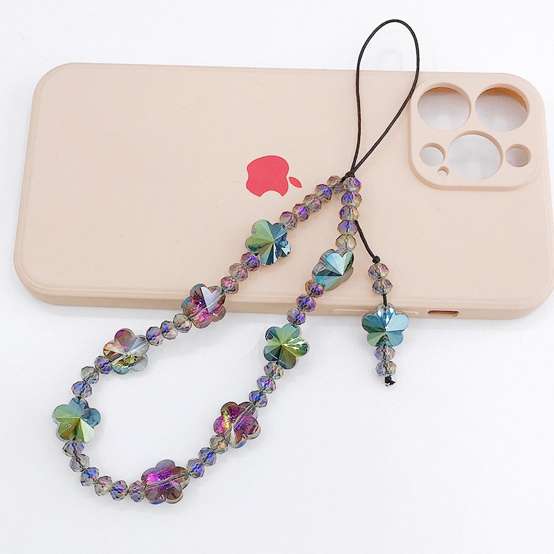 DIY Beaded Stone Butterfly Phone Chain Crystal Butterfly Phone Strap Mobile Phone Straps Accessory