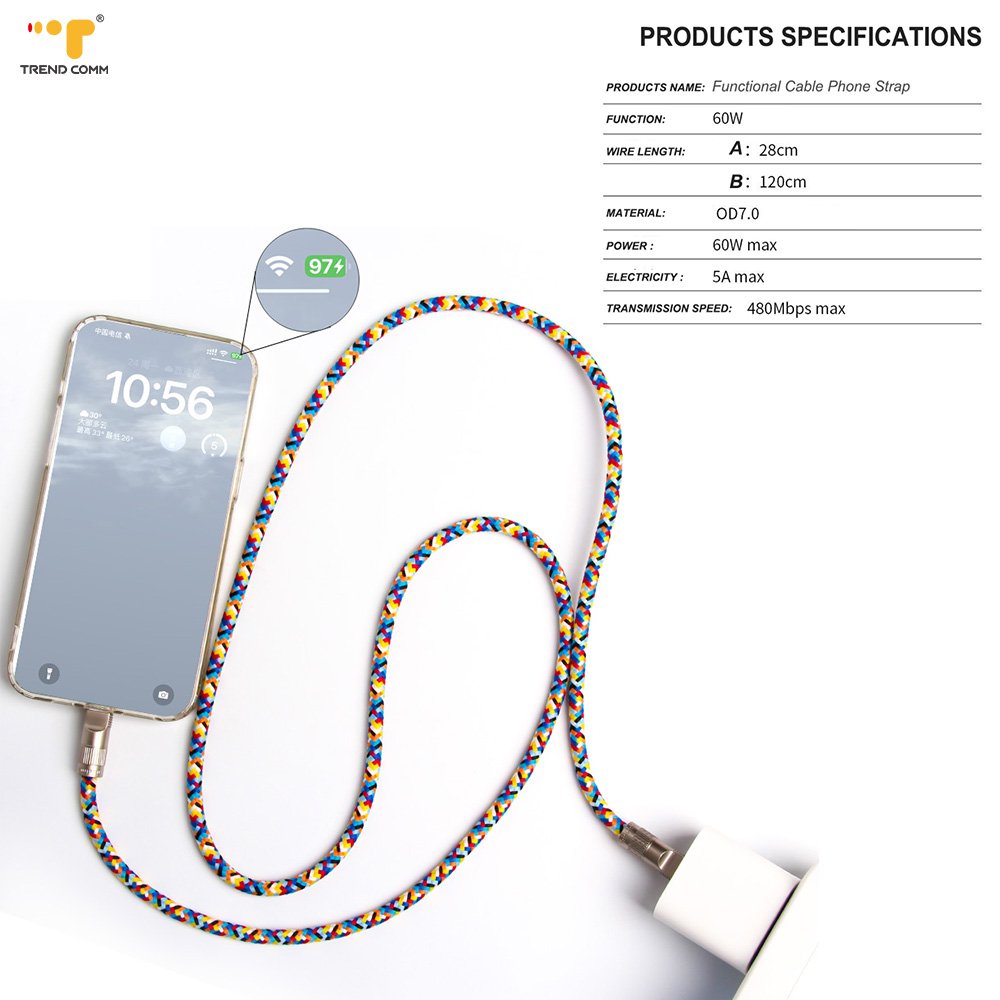 New Arrival Universal Embroidered Cell Phone Neck Lanyard Crossbody Strap Charging Cable Made Durable