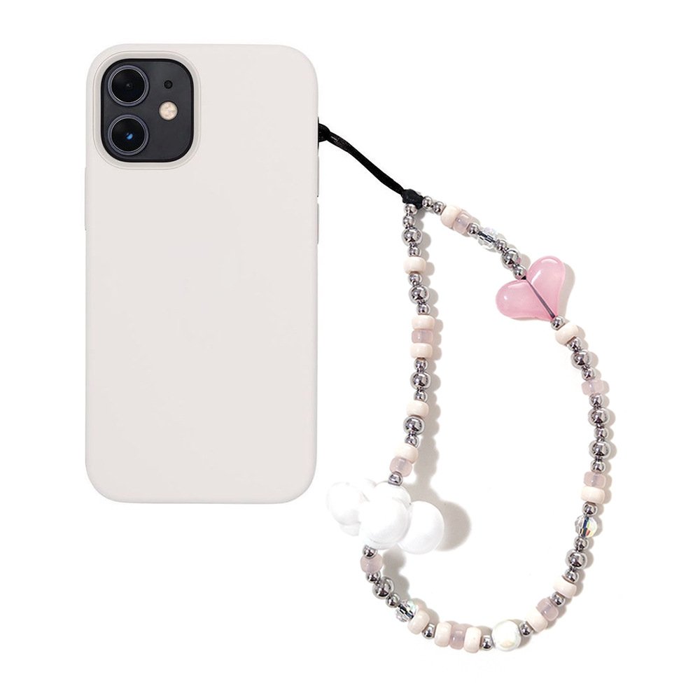 Korean Heart Cloud Acrylic Wrist Beaded Phone Wrist Strap Chain Beads Lanyard Phone Case Charms Rope Cord Accessories Girl Women