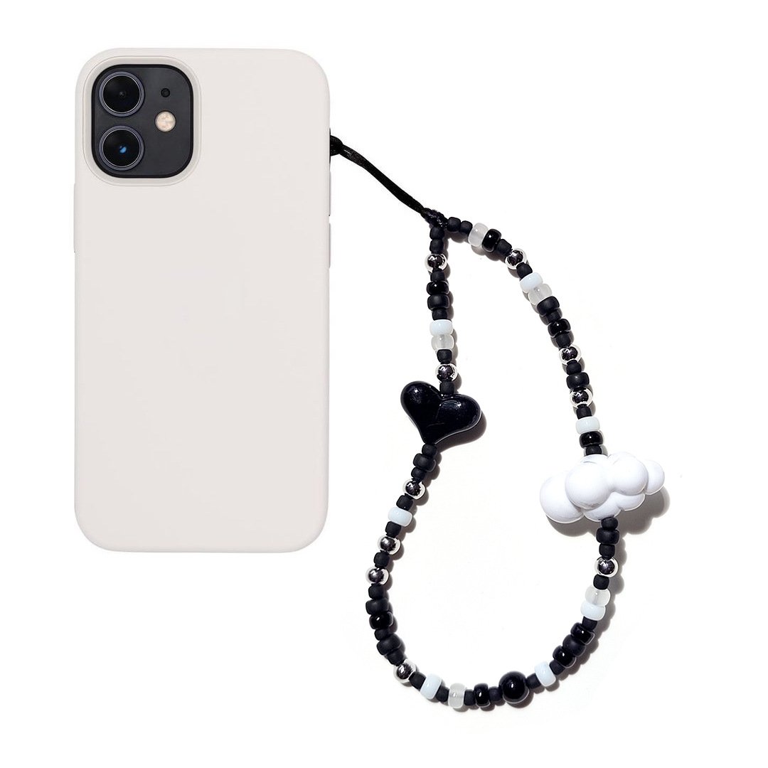 Korean Heart Cloud Acrylic Wrist Beaded Phone Wrist Strap Chain Beads Lanyard Phone Case Charms Rope Cord Accessories Girl Women
