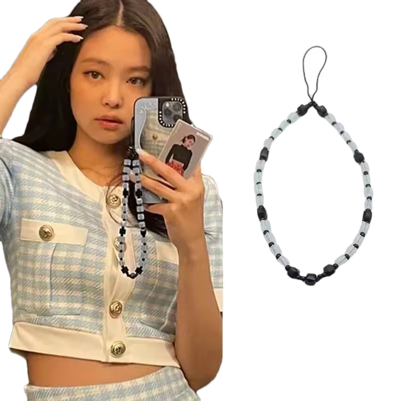 Van Daisy Kpop Y2K Mobile Phone Chain Square Crystal Beaded Cell Phone Anti-lost Strap Lanyard for Phone Case Cord Key Chain