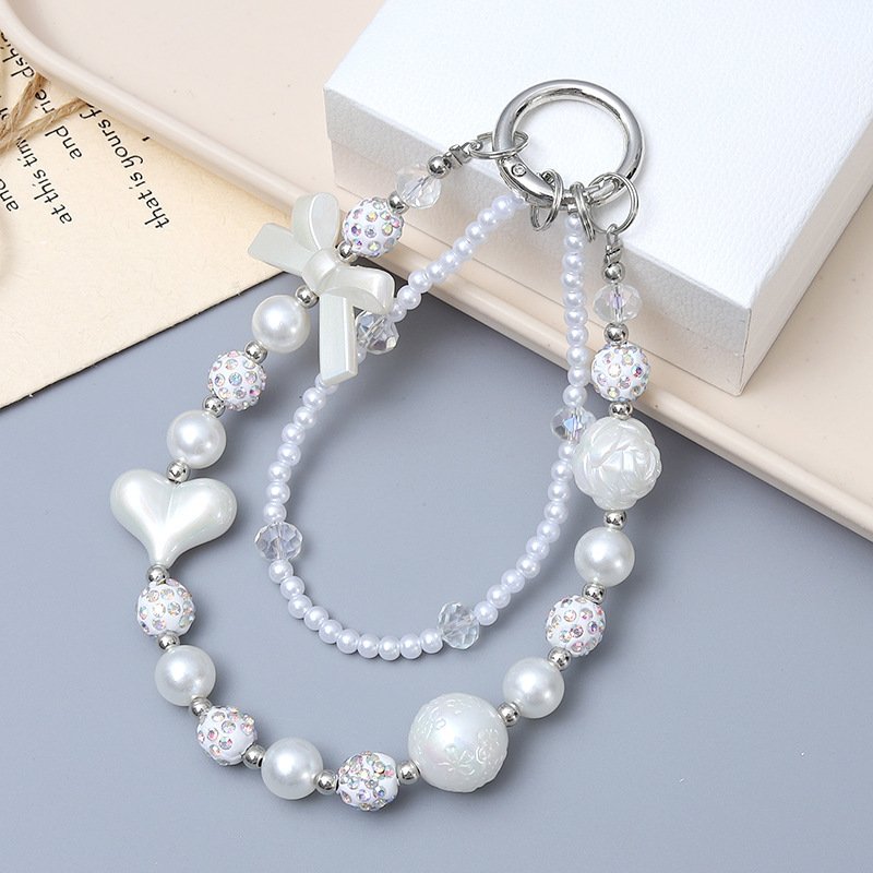 2025 mobile phone chain beaded cartoon phone chain holder metal phone chain letter strap for Iphone