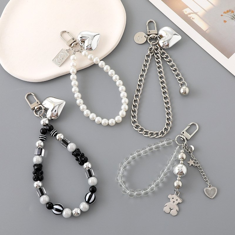 2025 mobile phone chain beaded cartoon phone chain holder metal phone chain letter strap for Iphone