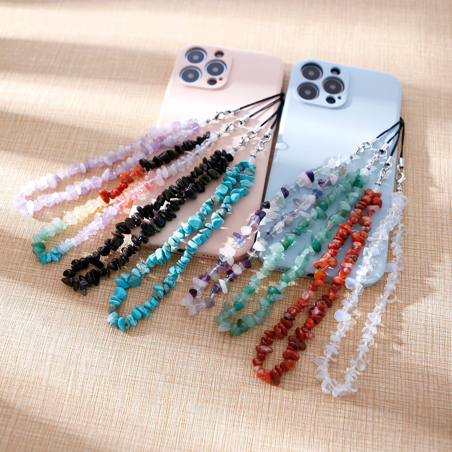 New Universal Crushed Gemstone Gravel Mobile Phone Strap Hand Wrist Strap Lanyard Universal Bracelet Cell Phone Camera Key Chain