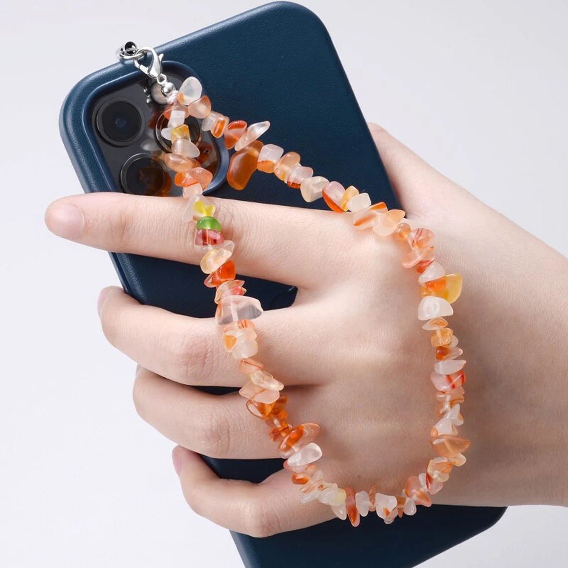 New Universal Crushed Gemstone Gravel Mobile Phone Strap Hand Wrist Strap Lanyard Universal Bracelet Cell Phone Camera Key Chain